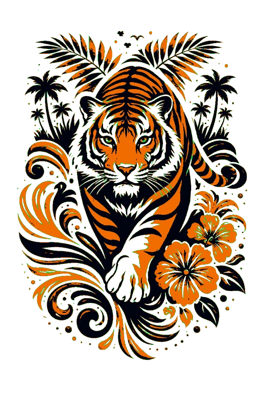 Roaring Tropical Tiger Art