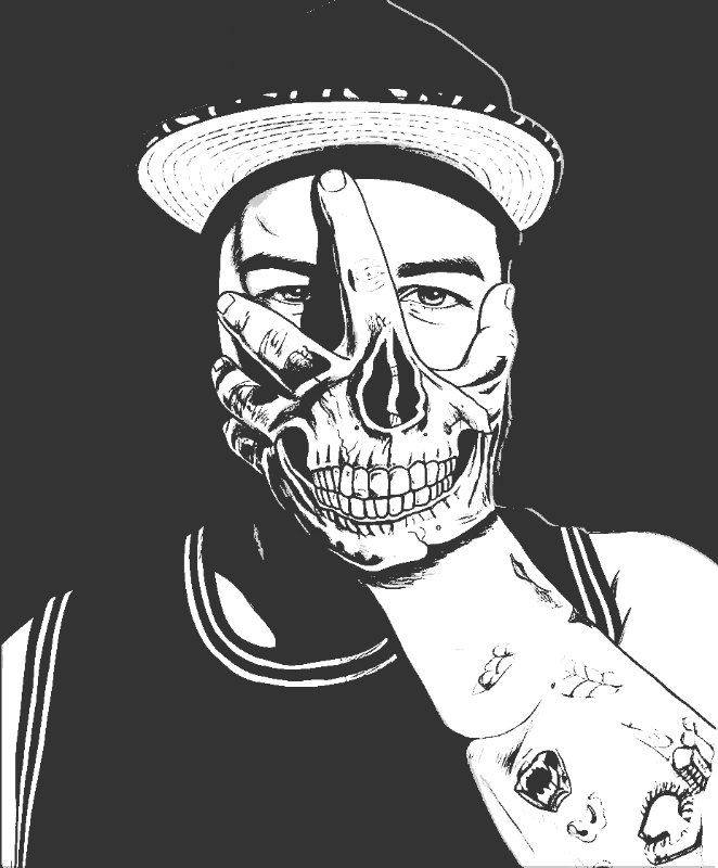 Skulls & Dark Art stencil example