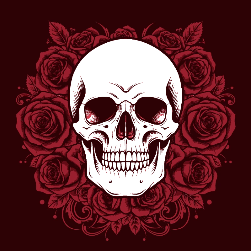 Skull with Roses Art - creatore-stencil-tatuaggi stencil