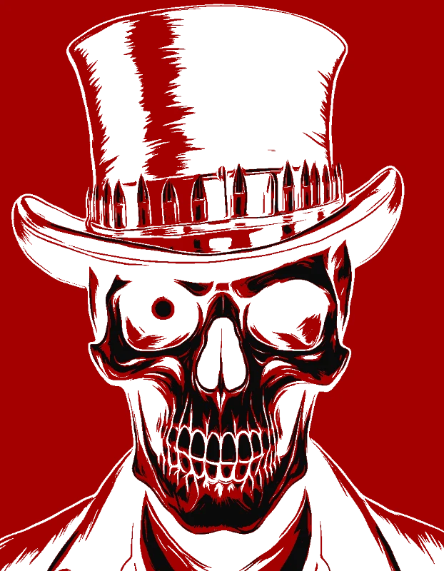 Blue Skull with Top Hat - metal-stencil-maker stencil