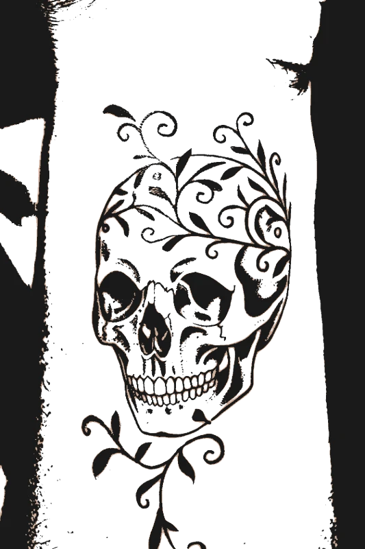 Floral Skull Tattoo Design - creador-de-stencil-para-tatuajes stencil