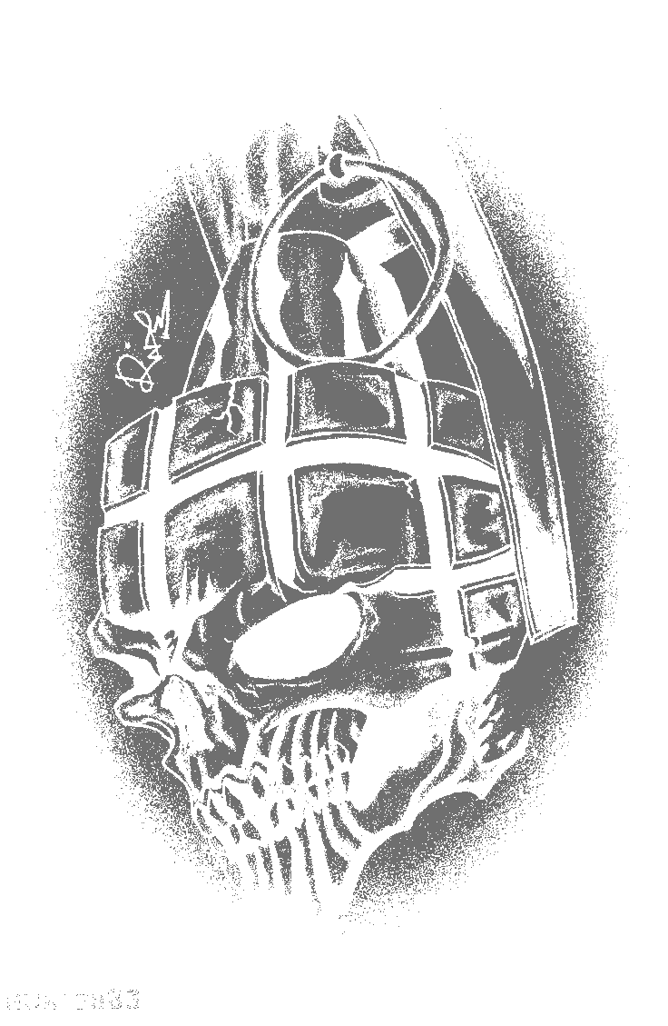 Grenade Skull Art - sanea-stencil-washm stencil