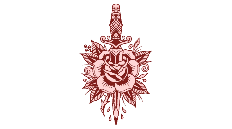 Dagger and Rose Tattoo