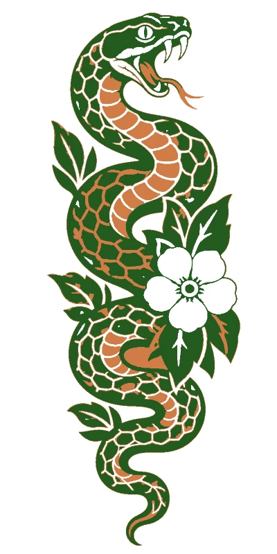 Snake and Flower Tattoo