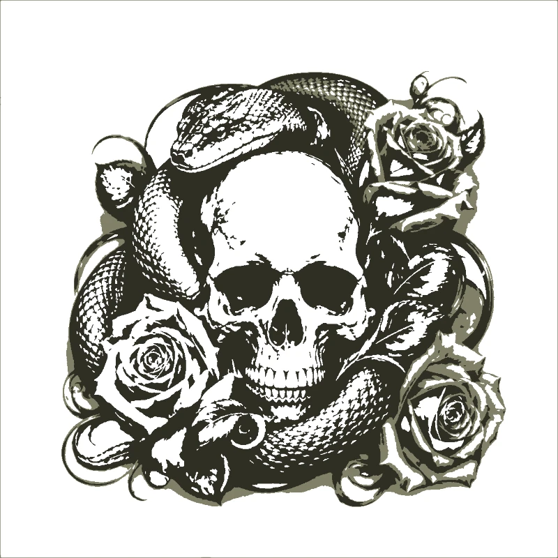 Skull Snake Roses - metal-stencil-maker stencil