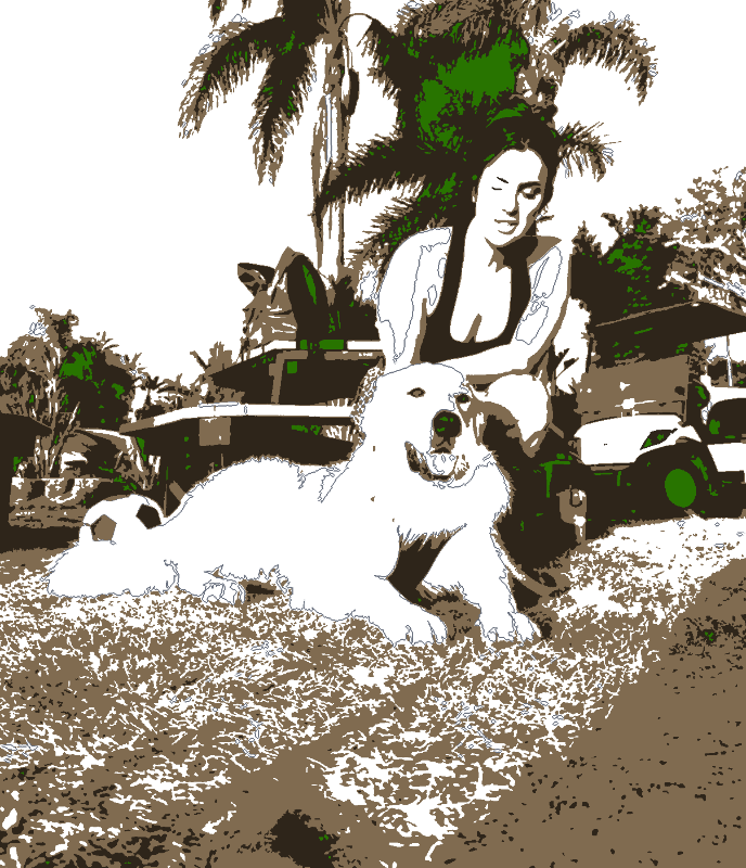 Woman and Dog Outdoors - dog-stencil-maker stencil