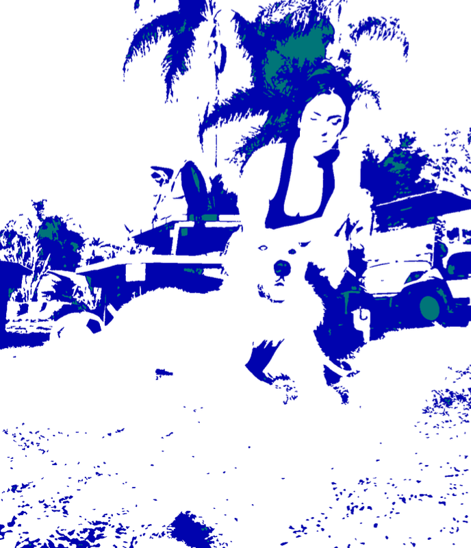 Woman and Dog Outdoors - dog-stencil-maker stencil