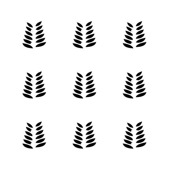 Fern Fronds Decorative Wall Stencil: black cut areas with white connecting bridges