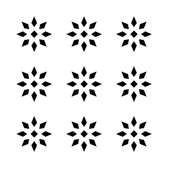 Moroccan Stars Decorative Wall Stencil: black cut areas with white connecting bridges