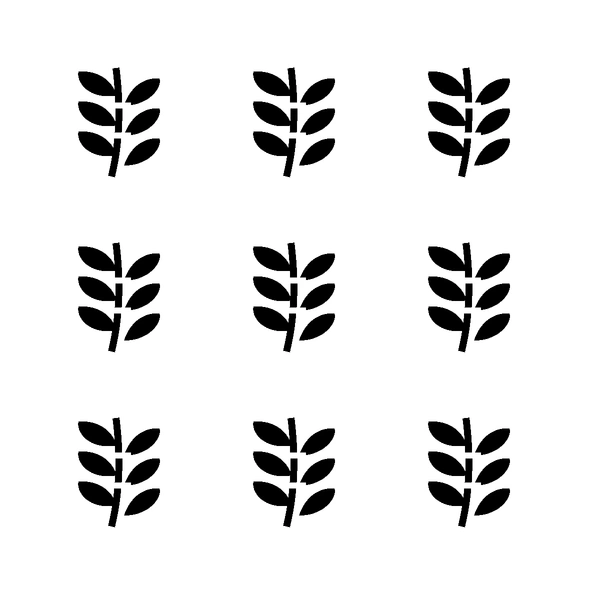 Olive Branches Decorative Wall Stencil: black cut areas with white connecting bridges